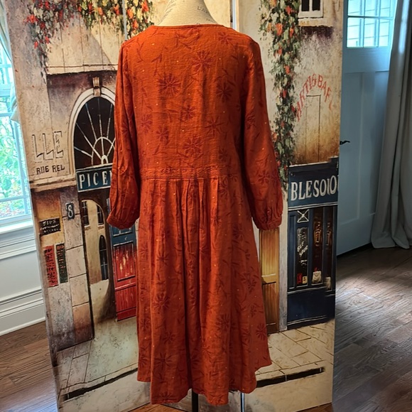 Gudrun Sjoden “Leia” Linen Dress, Henna/Patterned, Size Medium - Picture 7 of 15